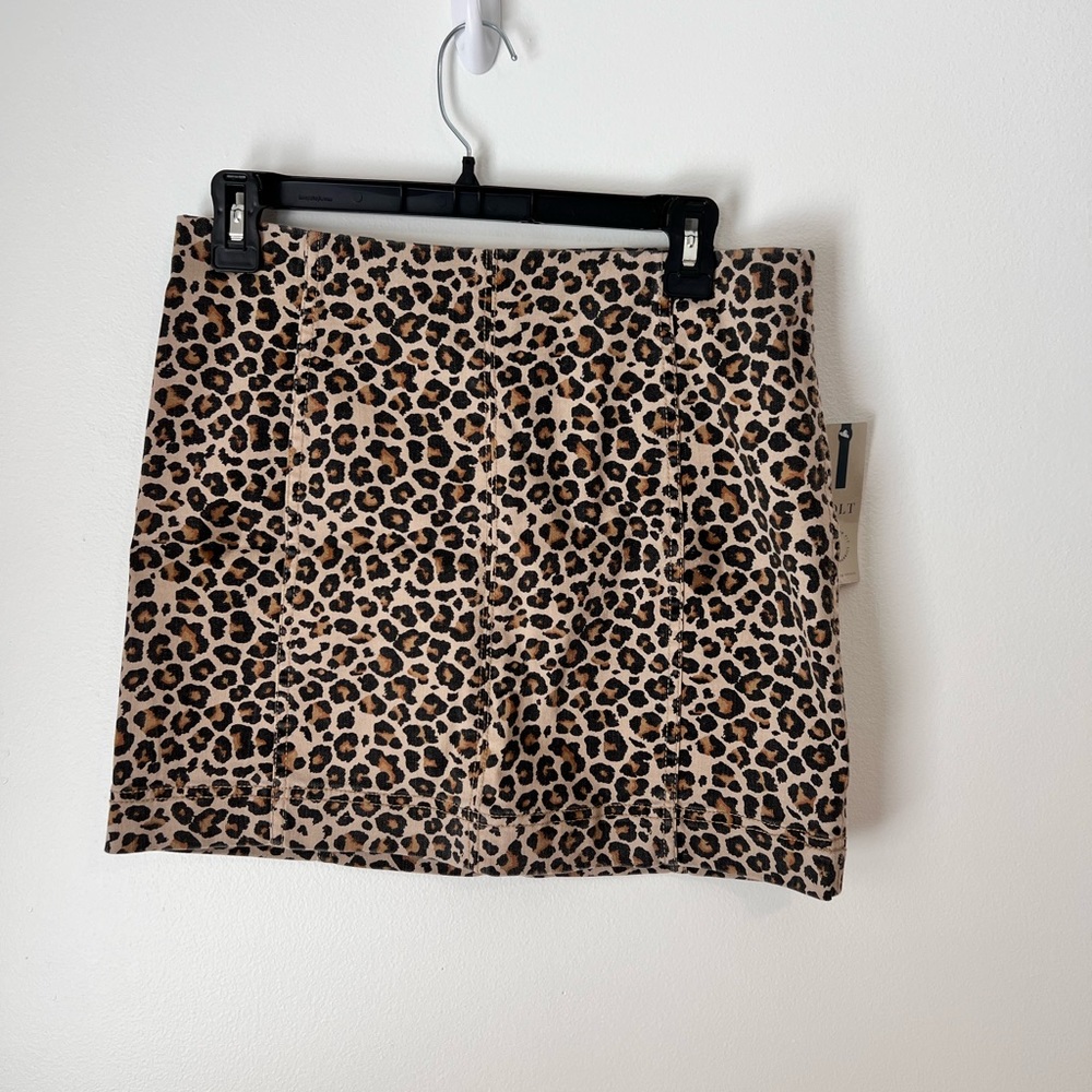 Jolt cheetah animal print denim mini skirt